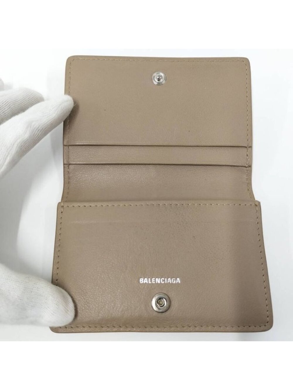 Balenciaga Card Case Leather Beige - Picture 2 of 8